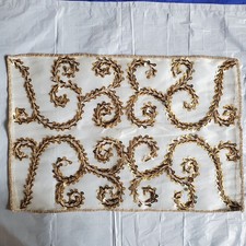 4 Vtg Placemats 12x18"Champagne Organza Ebony Bead Gold Sequin Hollywood Regency