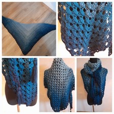 Dreiecktuch Stola Schultertuch mit Quaste Handarbeit 200x100 gehäkelt Neu