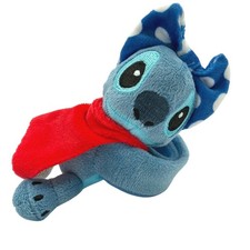 Disney Stitch Plush Slap Bracelet Bullsitoy Red Cape Blue Polka Dot Bow 8.5"