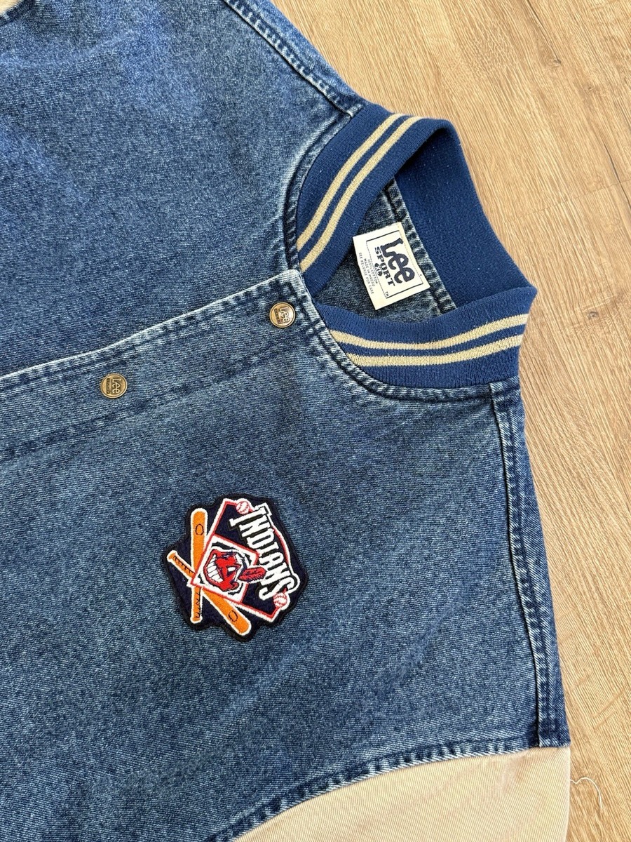 Vintage Lee Sport Cleveland Indians Denim Jacket Varsity Chief