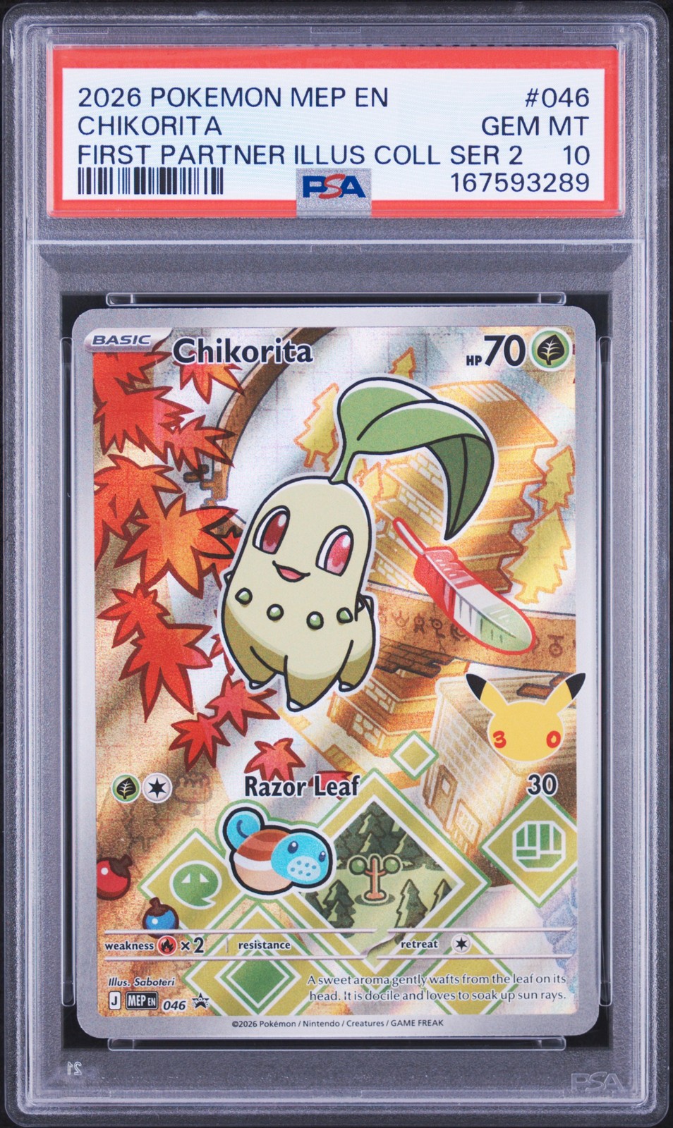 2026 POKEMON MEP EN-ME BLACK STAR PROMO #046 CHIKORITA PSA 10