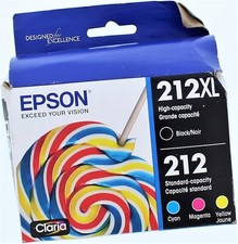 Epson 212XL Black/212 Color Ink Cartridge Cyan/Magenta/Yellow