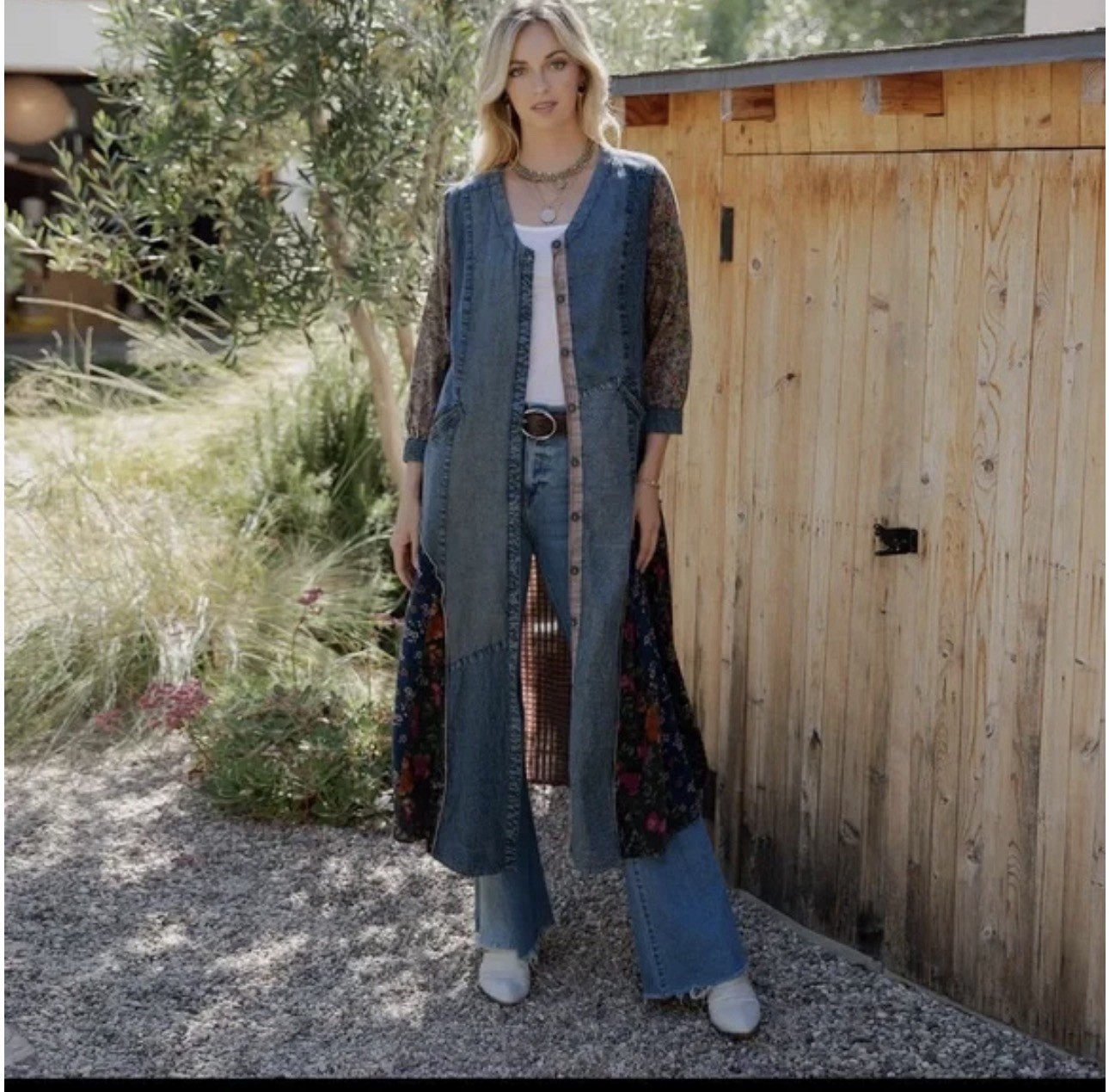 Young Threads Size XL Boho Patchwork Midi Dress J… - image 1