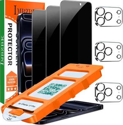 IMBZBK 3 Pack Privacy Screen Protector for iPhone 17 Pro, Auto-Dust Removal, Ant