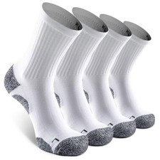 Elite Cushioned Compression Mid-crew Socks 4-Pack for Large White 4 Pairs 