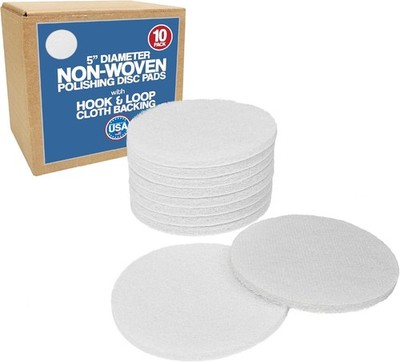 5'' Non-Scratch Polishing Pad Hook and Loop Non-Woven Discs, Non-Abrasive Pads