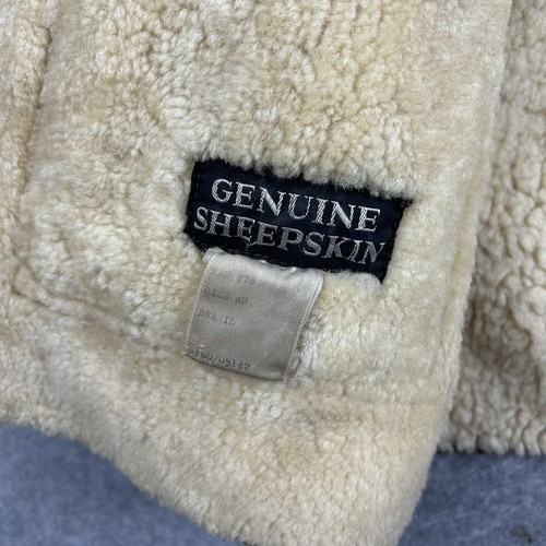 Vintage Sheepskin Jacket Mens Medium M 40 Brown Suede Shearling Coat 90s - Picture 15 of 15