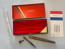 Penna stilografica Parker 75 Vermeil Cisele Sterling 14K F pennino strumento di regolazione NOS BOX