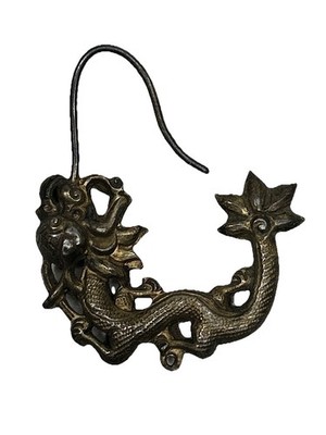 Vintage Single Dangle Earring Dragon With A Five Point Tail