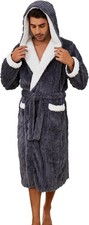 Luxury Mens Robe with Hood, Ultra Cozy Fleece Bathrobe for Men, Plush Hooded ...