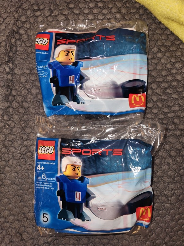 LEGO Sports Hockey Player #5, Qty/2 McDonald's Happy Meal Toy 2005 New Sealed