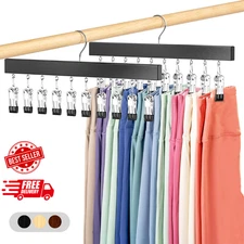Legging Organizer for Closet 2 Pack, Pants Hangers with Clips Holds 20 Leggings,