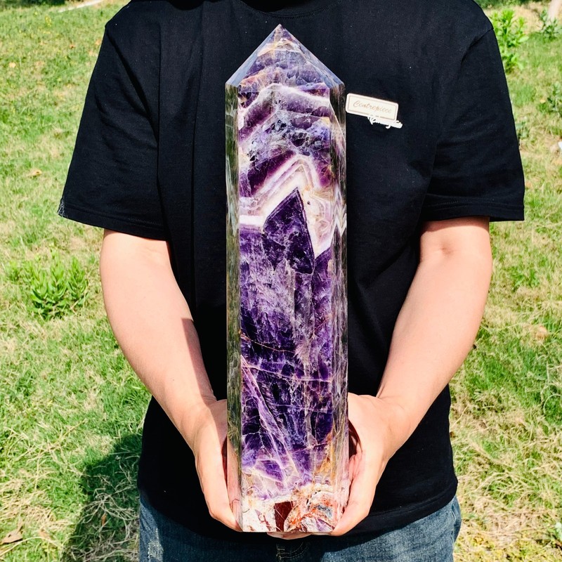 14.52LB Natural Dream Amethyst Crystal Column Magic Wand Obelisk Point Healing