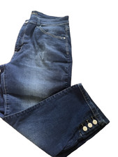 LEE Women's MODERN SERIES Mid Rise Tapered Leg Dark Jean Capri Pants Sz 14