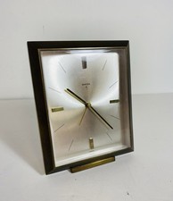 Vintage Swiza 8 Day Alarm Clock Mid Century Brass Swiss Design (serviced)