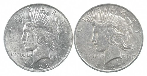 1922 & 1923 & Peace Silver Dollar $1 Bullion Collection Lot *943