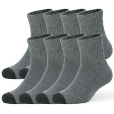 Men's Cushioned Ankle Socks 8 Pack Breathable Running Socks 12-15 8 Pairs Grey