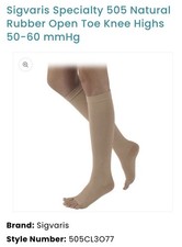 SIGVARIS 505CL3077 Knee-Hi Open Toe Medical Compression Stockings Beige L3 50-60