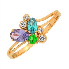 Damenring Russisches gold Ring Goldring mit Zirkonia aus 585er Rotgold