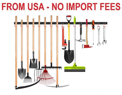 WALMANN All Metal 64 Inch Wall Mount Garden Tool Organizer for Garage, Mop and B