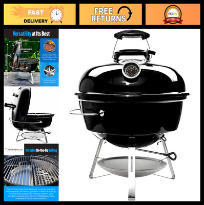 Portable 18  Charcoal Grill - Slow 'N Sear Travel Kettle, 2-Zone Cooking Basket,