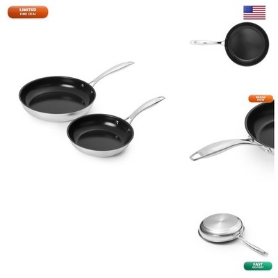 Retailer Basics Ceramic Non-Stick Frying Pan Set 10-Inch 8-Inch 2-Piece