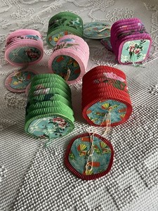 13 Vintage Hand Decorated Paper Folding Lanterns ~ Beautiful Colors Japan /China