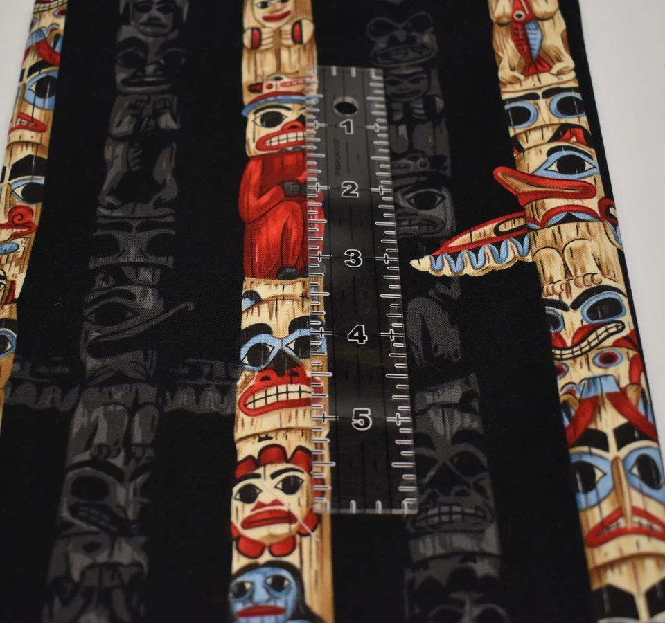 Cotton Fabric 17" x 42" TIMELESS TREASURES native american TOTEM POLE debi hron - Image 2 of 4