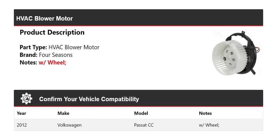 Motor soplador HVAC para Volkswagen Passat CC 2012 4 estaciones Foto 2 de 4
