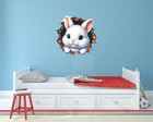 58cm Bunny Rabbit Peeks Out Of Hole Nursery Vinyl Sticker Decal Self Adhesive