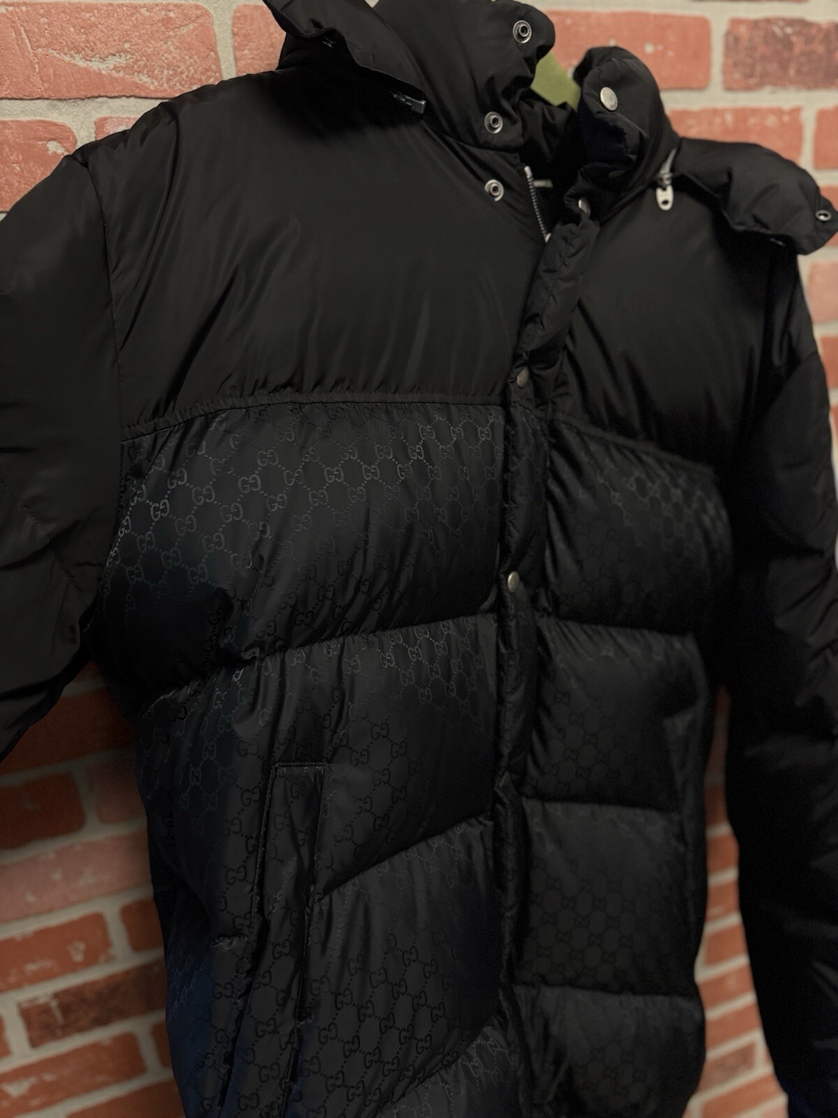 Gucci Puffer Monogram Jacket Nylon Black 100% Aut… - image 9