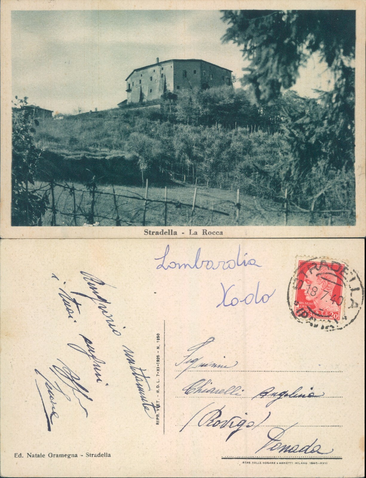 STRADELLA IMMAGINE PANORAMICA NOVECENTESCA DELLA ROCCA DELLA LOCALITA'-N.60191