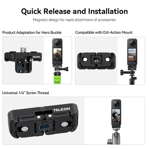 Quick Release Mount Expansion Adapter with 1/4'' Screw for Insta360 X4 Camera - Picture 3 of 13
