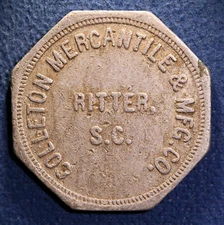 EXTREMELY RARE South Carolina token - Colleton Merc. & Mfg. Co., Ritter, S.C.