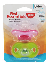 Gerber First Essentials Calming Pacifiers 0-6mo 2 per Pack Pink Green BPA Free