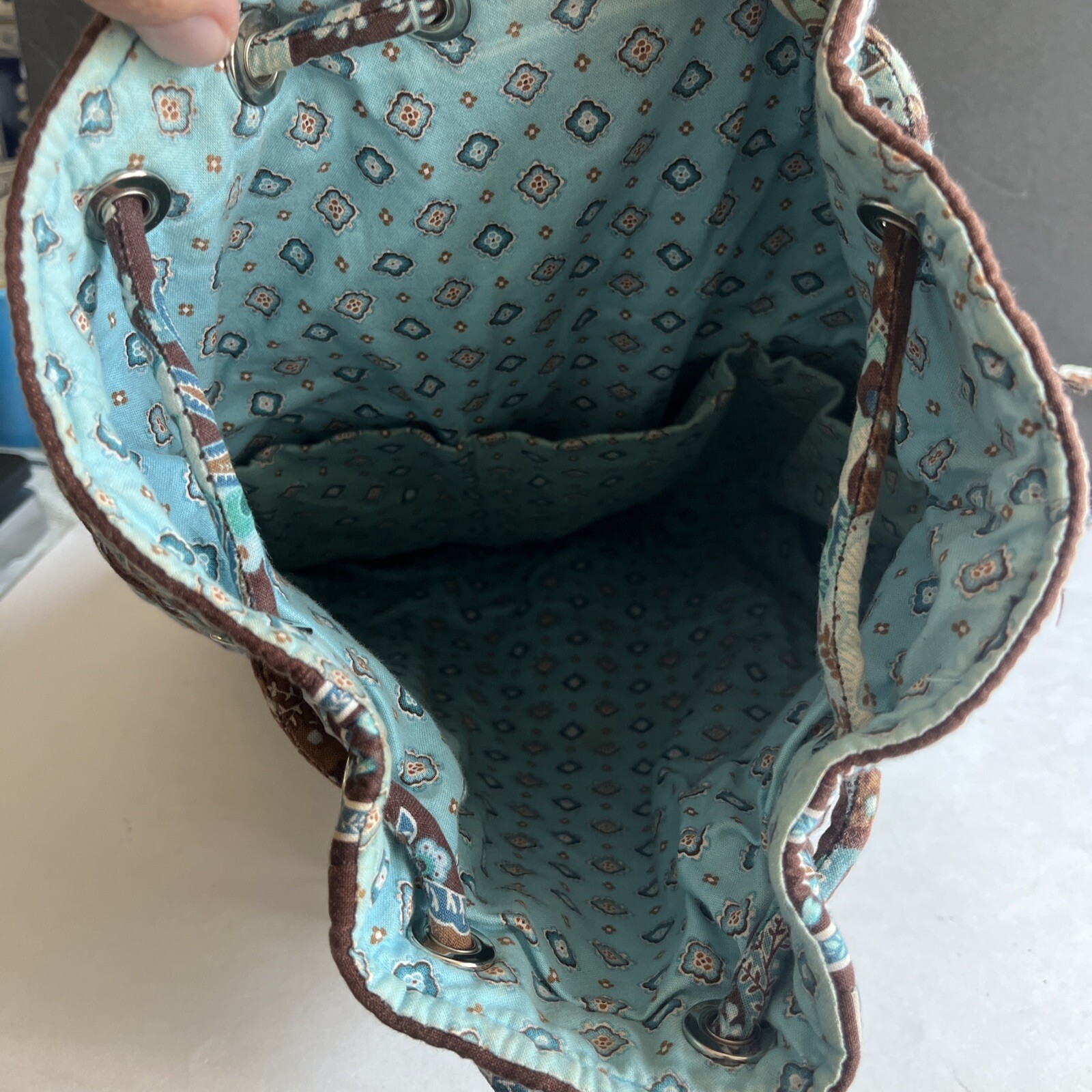 Vera Bradley Java Blue String Backpack Blue and B… - image 3