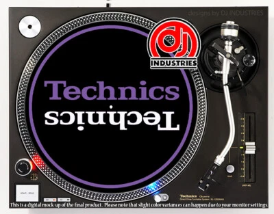 DJ INDUSTRIES Technics Mirror Purple/White on Black - DJ slipmat for turntable record player