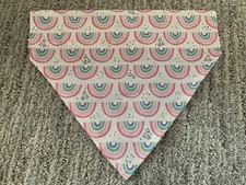 Dog Bandana, OVER THE COLLAR, pet, Size Medium Rainbow and Hearts  New