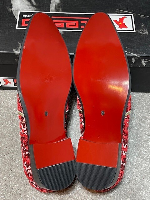 Fiesso by AURELIO GARCIA Dress Shoes Mens 9 FI7016 Graphic Leather Slip On Red Fiesso by AURELIO GARCIA Dress Shoes Mens 9 FI7016 Graphic  main image 2