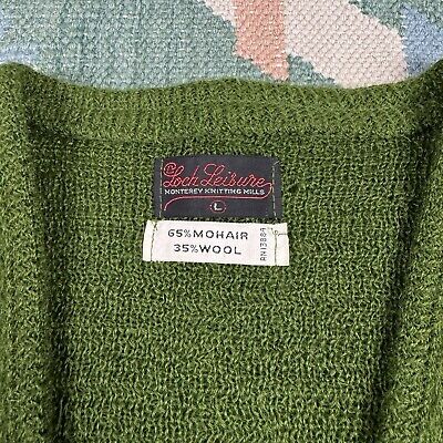 Vintage 60s Mohair Cardigan Sweater Green Size Large Kurt Vintage 60s Mohair Cardigan Sweater Green Size Large Kurt