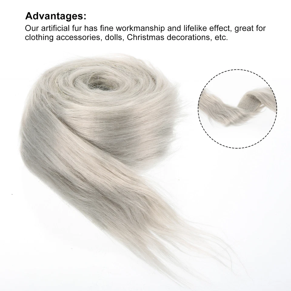 Parches cuadrados de tela de piel sintética, 59x2 pulgadas de piel peluda felpa gris claro 2 piezas Foto 4 de 4