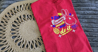 Girls clothing size 7 T-shirt with Easter Design The Bunny made me do it