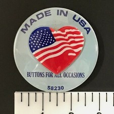 Buttons For All Occasions Made In USA, 3" Vintage Advertisement Pin-Back Button