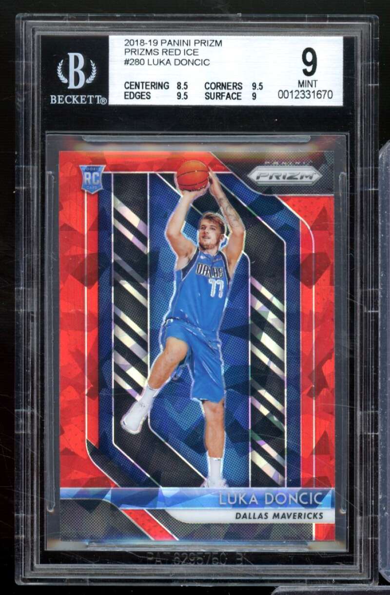 Luka Doncic Rookie Card 2018-19 Panini Prizm Prizms Red Ice #280 BGS 9