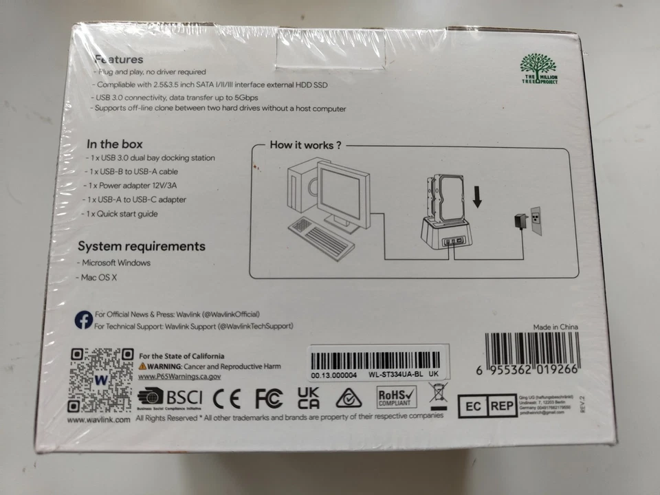 WAVLINK USB 3.0 Dual Bay SATA 2x External Hard Drives Docking Station Offline - Image 2 of 2