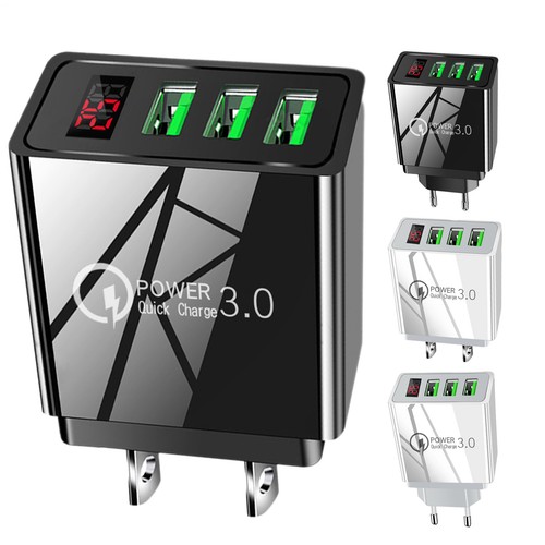 3-Port USB Wall Fast Charger for Mobile Phones Supports Multiple USB Devices