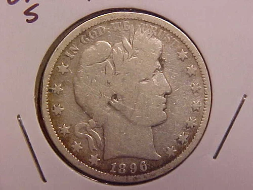 1896 S BARBER HALF DOLLAR - CLEANED - VG - SEE PICS! - (X937)