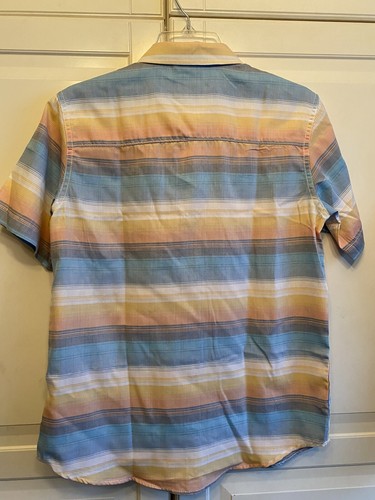 Lucky Brand Shirt Boys Size Large Short Sleeve Button Down Stripe Top New - Picture 3 of 5