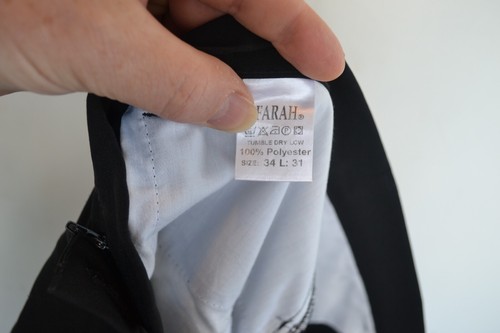 Vintage Farah black polyester trousers W 34 L 31 mod casual skin ska classic - Picture 10 of 11