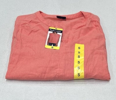 Splendid Women's Split Neck Cap Sleeve Blouse, Orange, Size S
